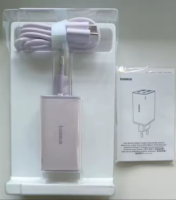 зЗарядний пристрій Baseus 65W GaN (Purpule) 6 + Кабель
