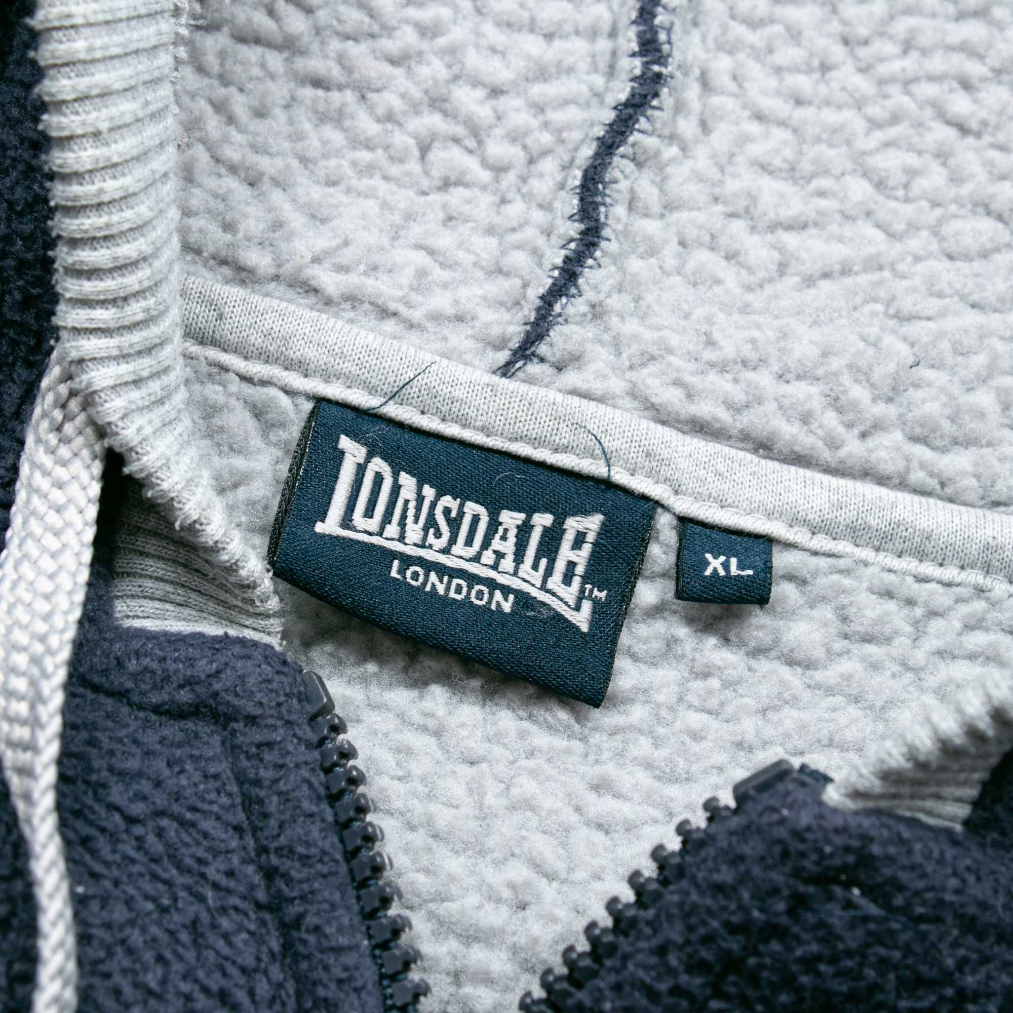 Lonsdale y2k fleece oversize hoodie zip bluza polarowa z kapturem L