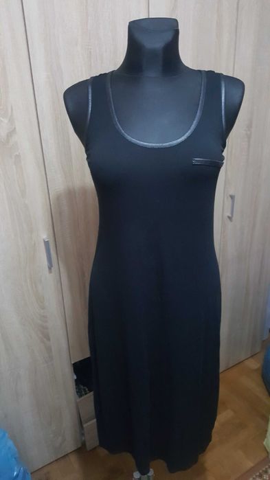 Sukienka długa ze skórzaną wstawką L/XL