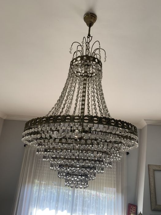 CANDEEIRO DE VIDRO PRATEADO - de 1990