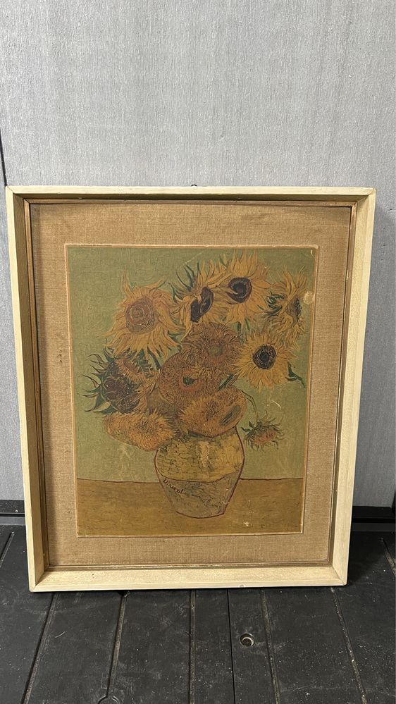 Antyk obraz Słoneczniki Vincent Van Gogh Dom Ksiażki 1973r