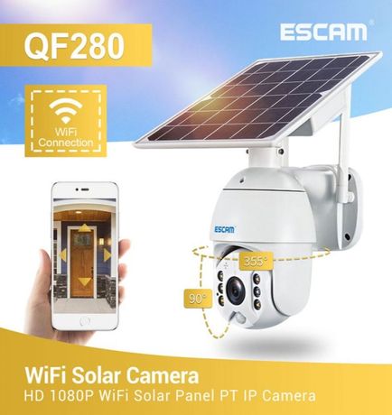 WiFi, IP Камера с Солнечной панелью! ESCAM QF280 с АУККУМУЛЯТОРАМИ