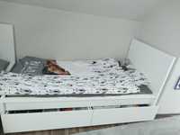 Łóżko 90x200 z materacem z dużymi szufladami Ikea