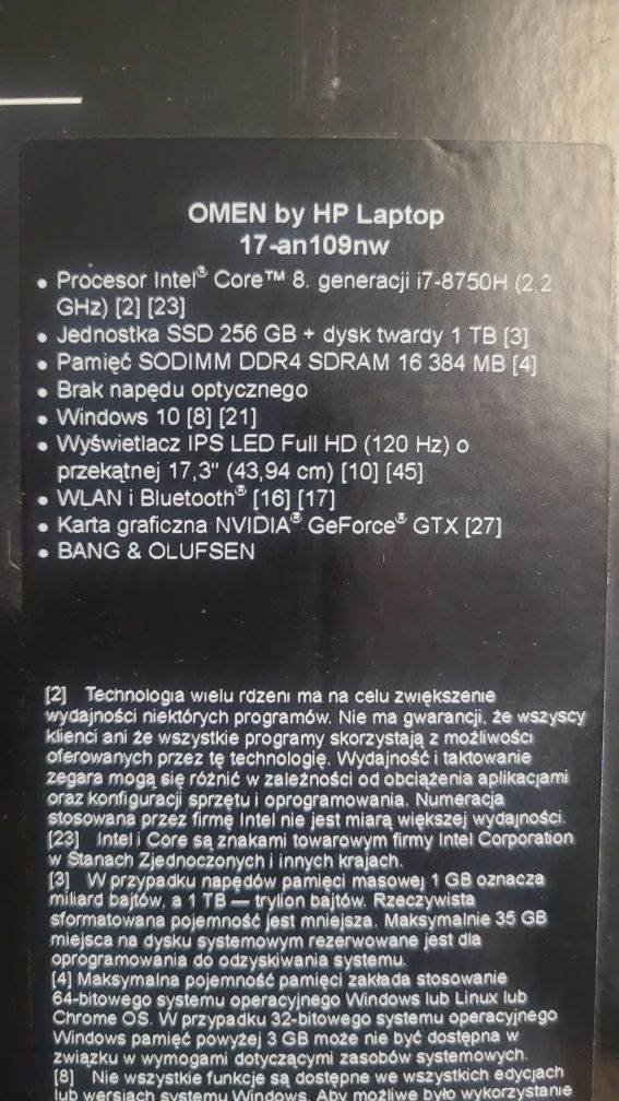 HP OMEN 17" Gamingowy uszkodzony