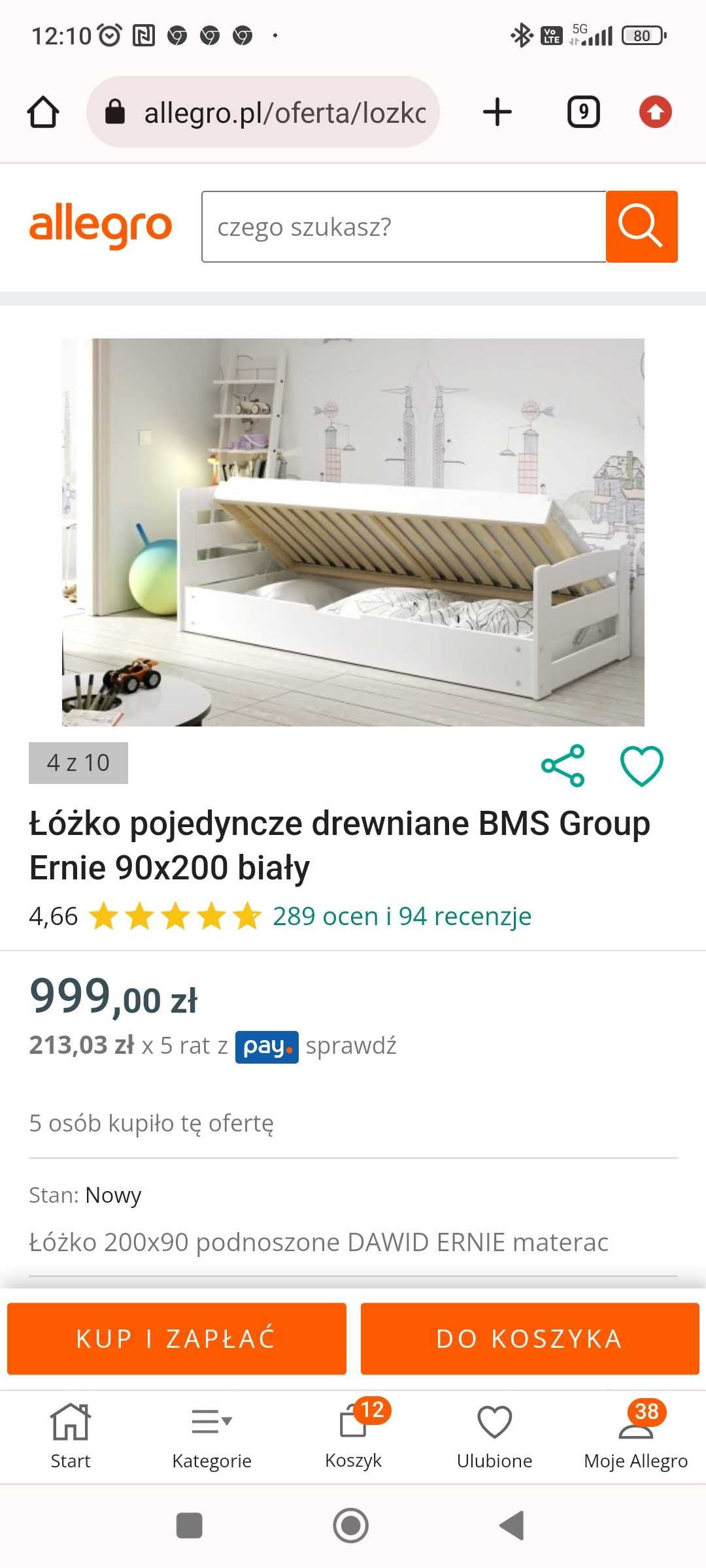 Łóżko dziecięce/młodzieżowe