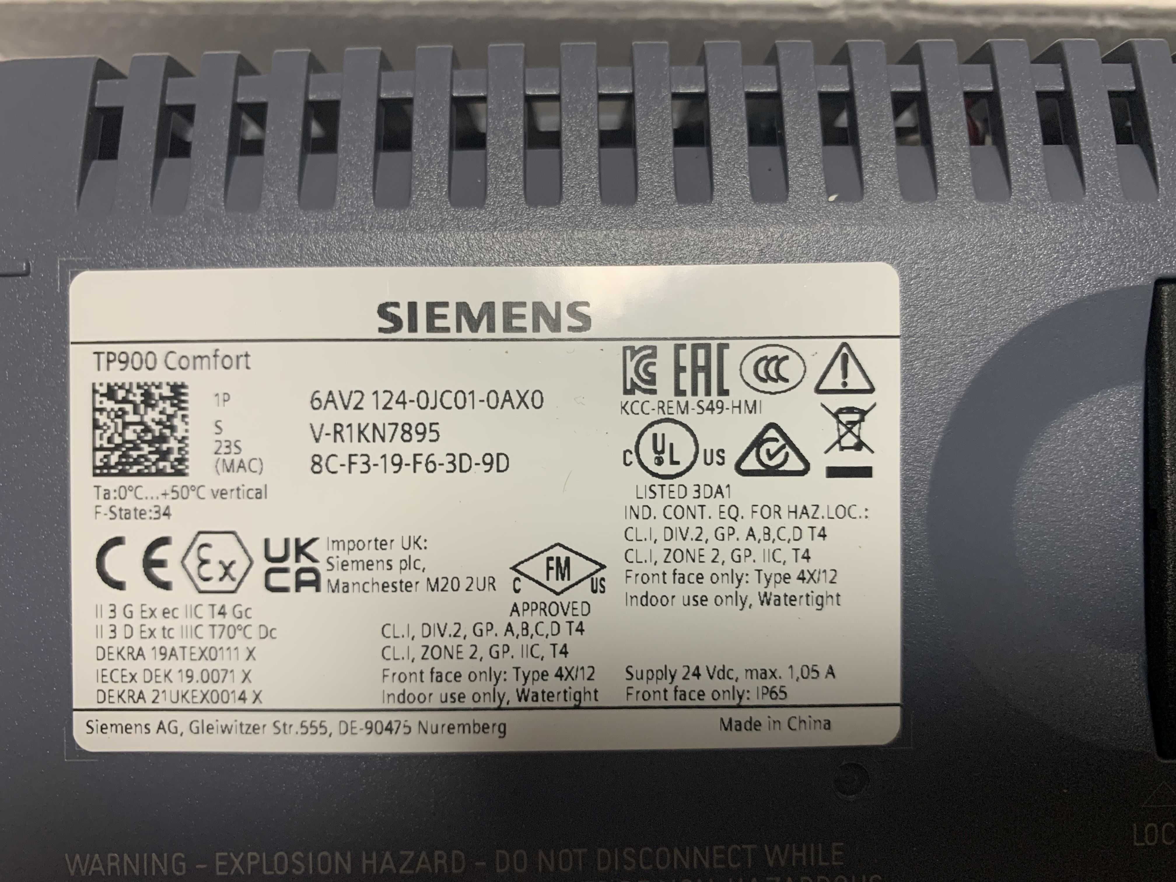 Siemens Panel HMI TP900 Comfort