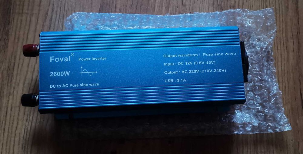 Інвертор Foval, 2600 Вт, 12-220 В, USB, чистий сінус (новий)