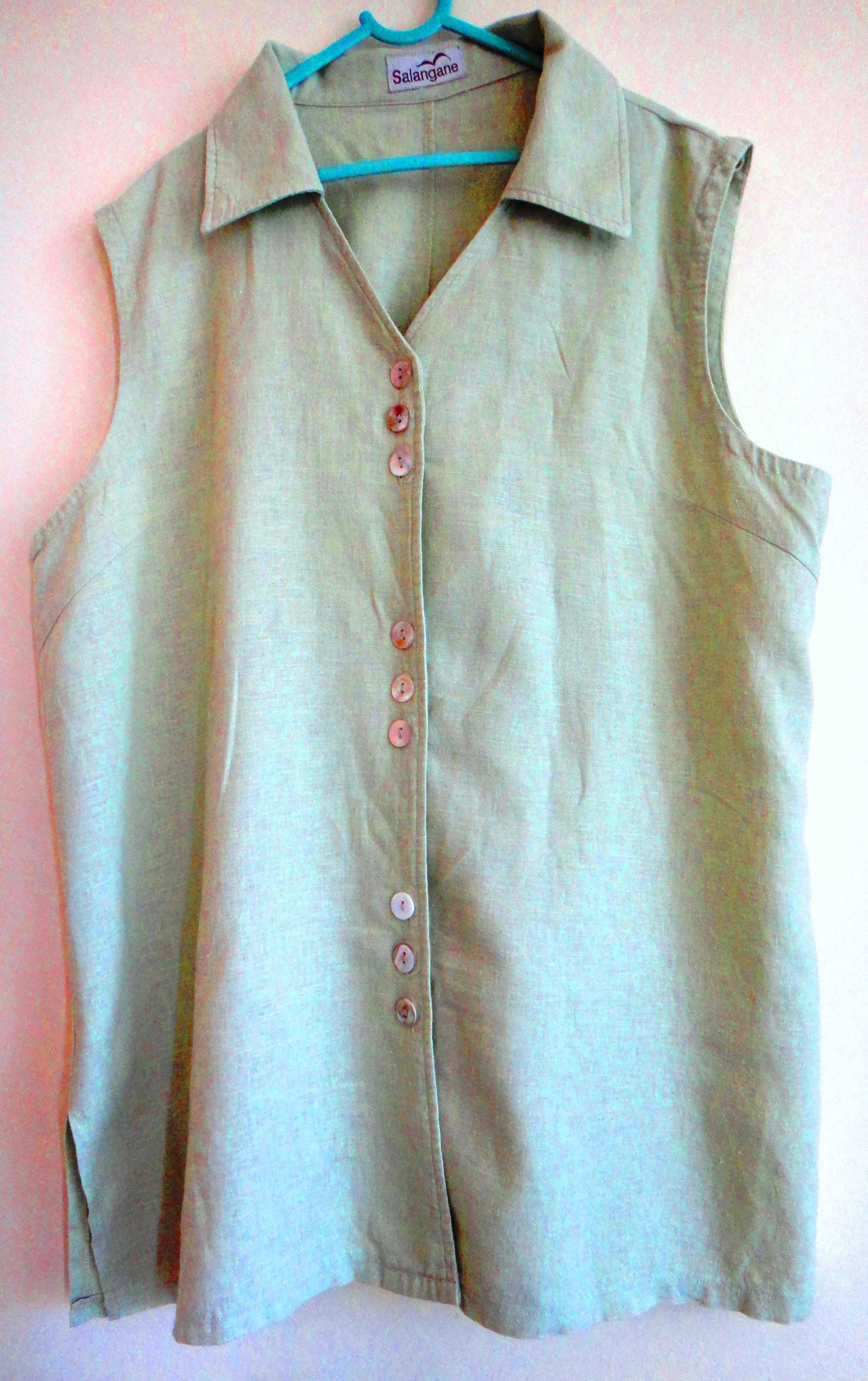 koszula bluzka len M/L  lato dłuższa pistacjowa vintage
