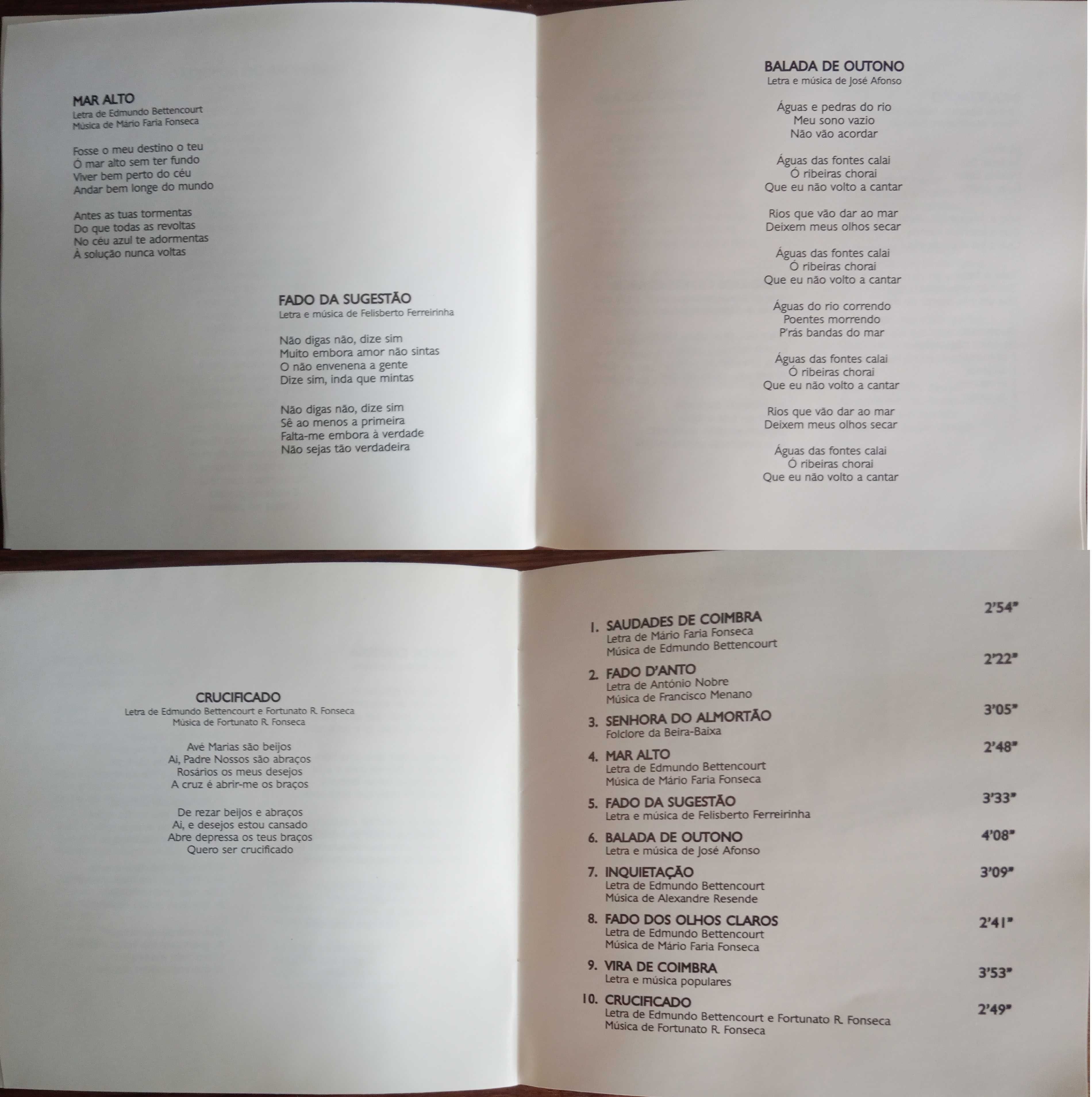 José Afonso	- - - - -		Fados de Coimbra e Outras Canções	- - - - -	CD