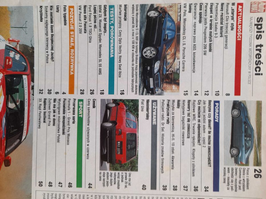 AUTO ŚWIAT BMW Z8, Peugeot 206, FIAT Uno, Abarth AMG i inne rok 2002
