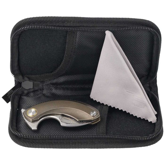 Nóż składany Bestech Strelit Bronze Stonewashed Titanium, Damascus