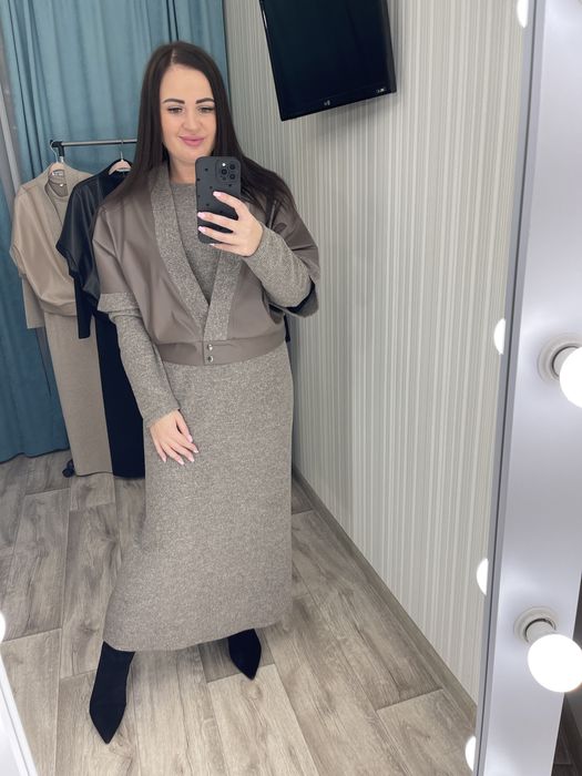 Женское платье ангора+кардиган 50-64 батал Жіночий костюм батал теплий