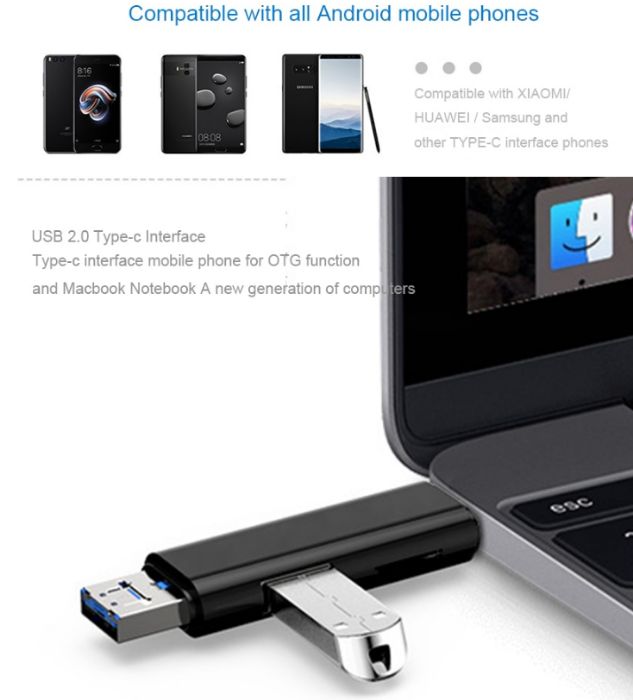 Кардридер USB 2.0 OTG/Type-C/MicroSD/MicroUSB/карт ридер/card reader
