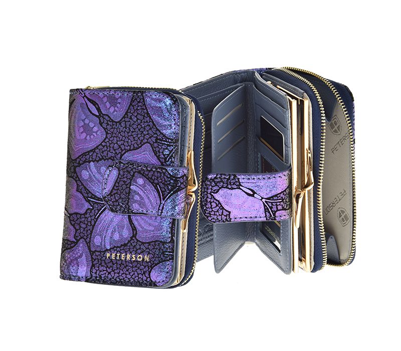 Portfel damski  PETERSON niebieskie motyle