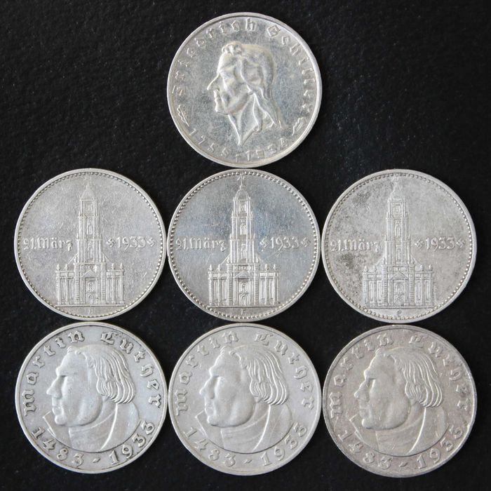 монета 2 марки 1933,1934,1936,1937,1938,1939,серебро