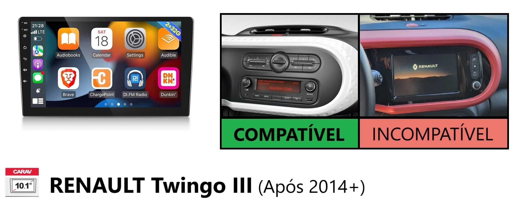 Rádio 2DIN • Renault Twingo 3 III • (2014 a 2024) • Android [4+64GB]