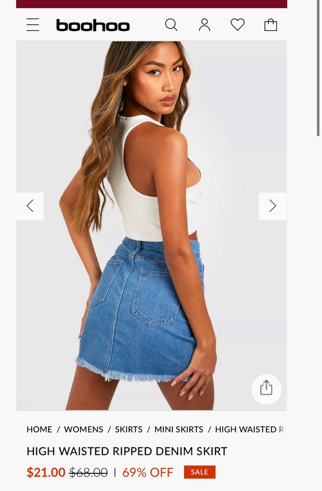 Спідниця Boohoo джинс р.38 S тренд2025