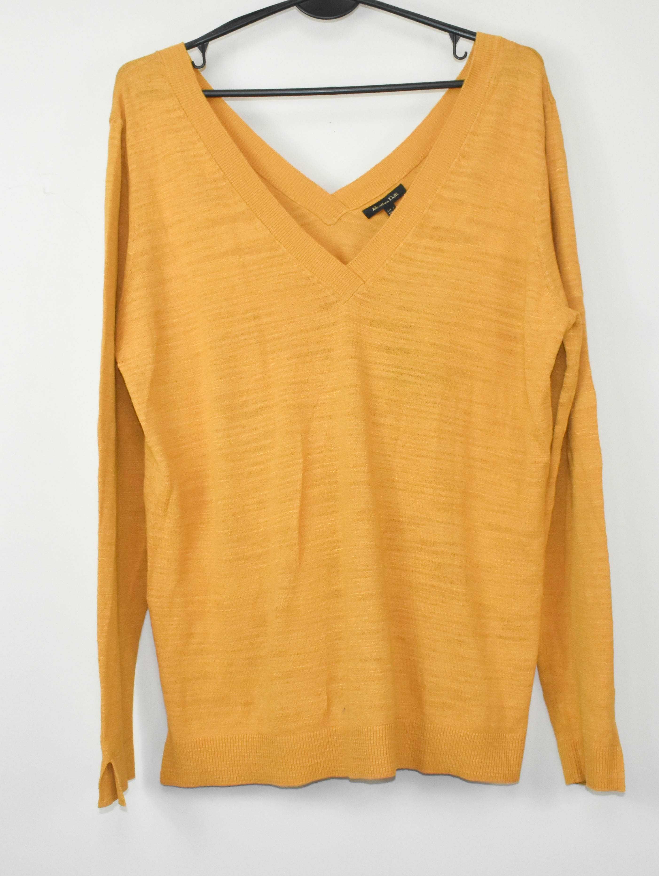 Massimo Dutti żółty sweter v-neck XL