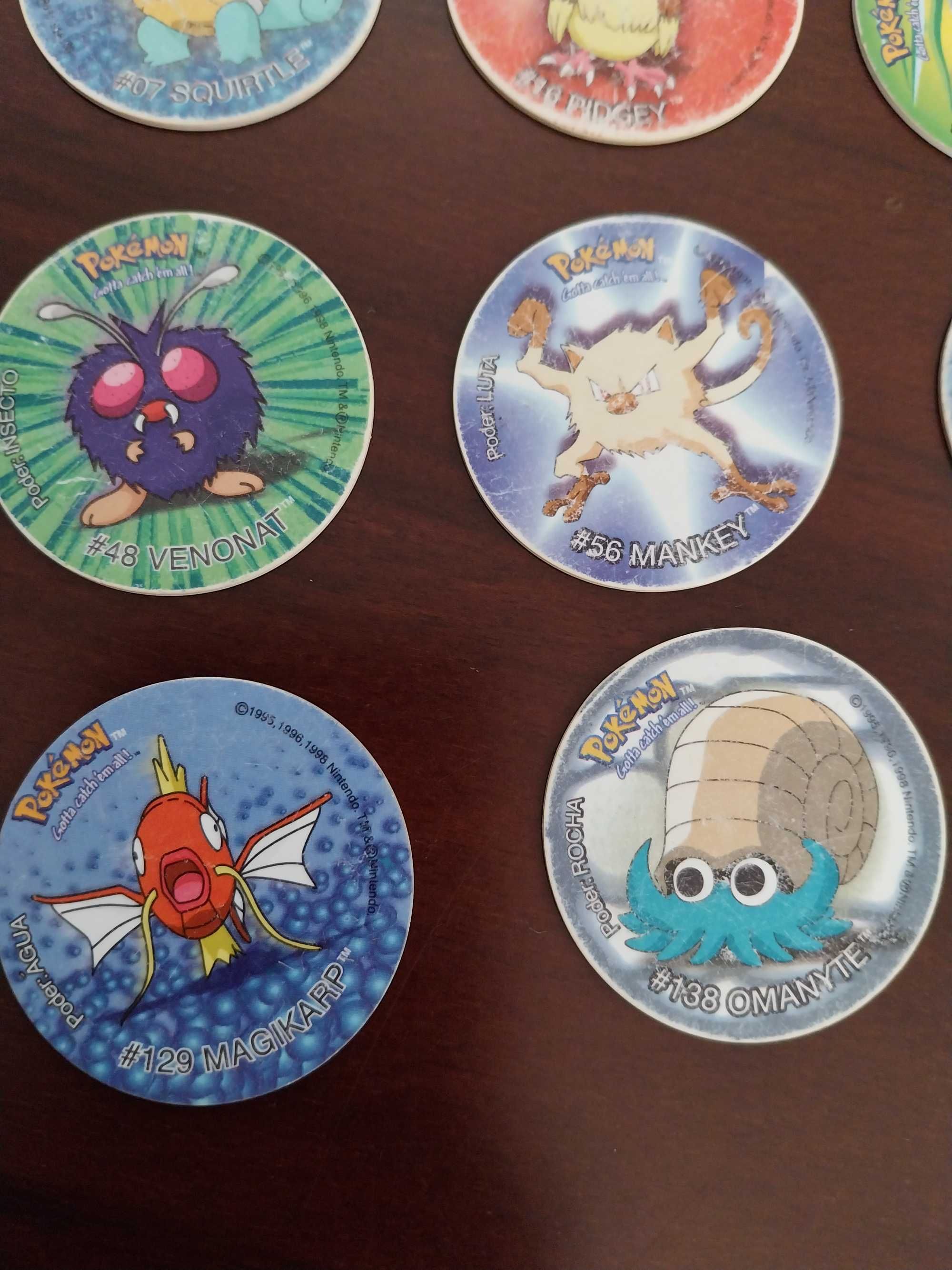 Lote 8 tazos Pokémon, raros e colecionáveis