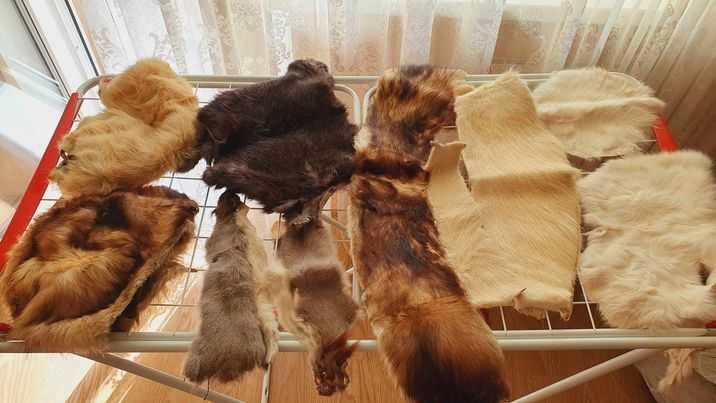 Остатки меха для рукоделия белый и черный кролик,нутрия ,Фретка,