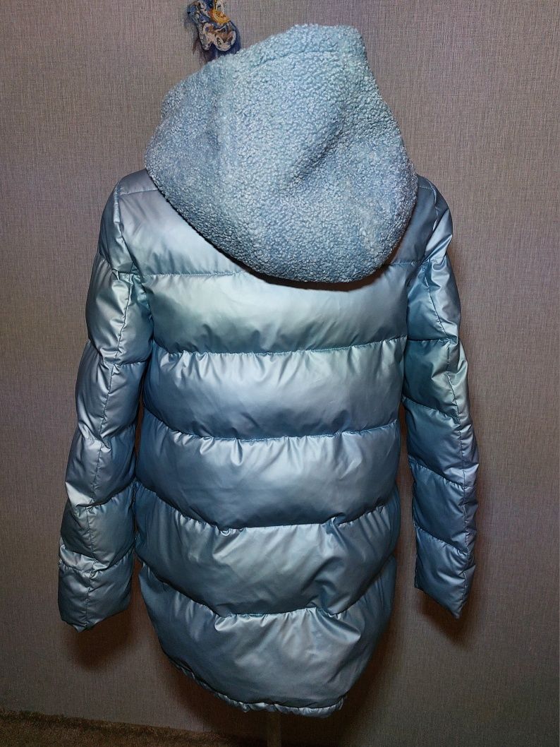 Зимняя куртка, пальто ZLLY (Zilanliya). Голубой металлик. S, 42-44.