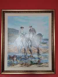 160 Obraz haft krzyżykowy Konie na spacerze