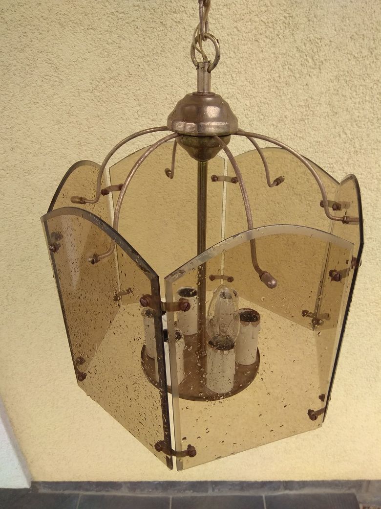 Lampa Mosiężna z Szkłem