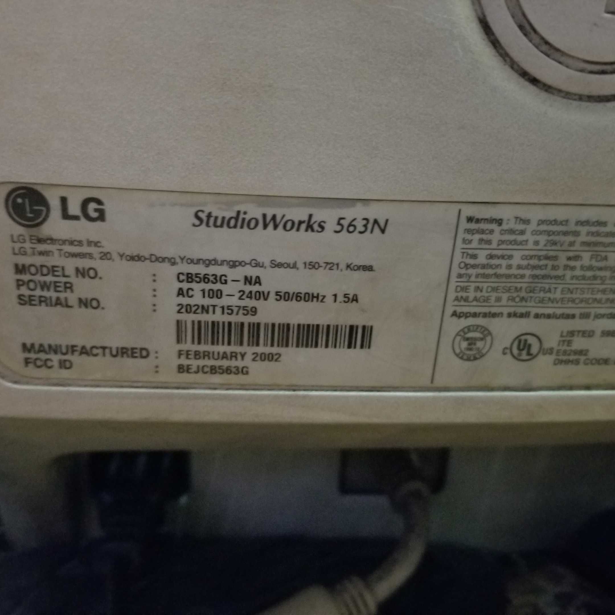 Монитор LG StudioWorks 563N
model no.: CB563G-NA sharp nokia samsung