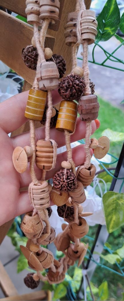 Vintage Retro biżuteria korale handmade drewniane