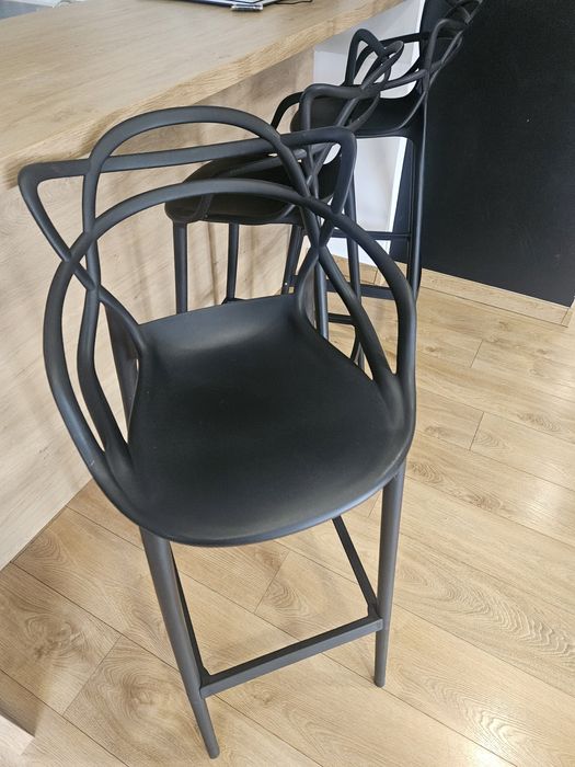 4szt krzesło wysokie hoker, zestaw komplet czarne loft