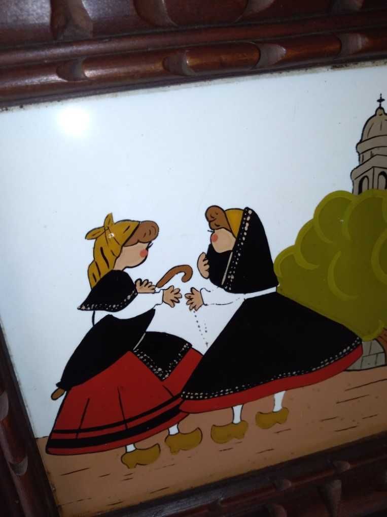 Quadro com moldura antiga e azulejo Onda