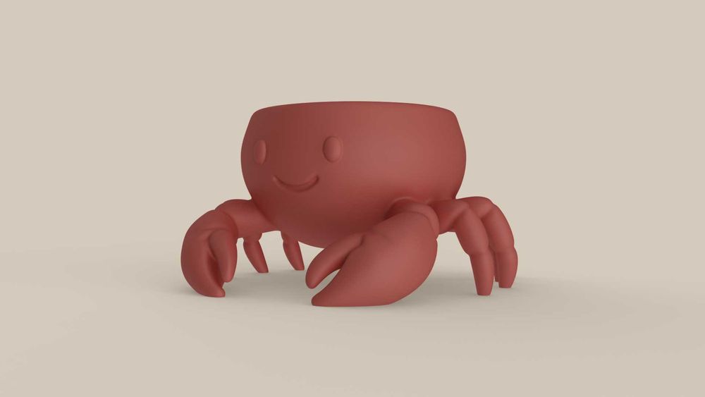 Vaso/Suporte Caranguejo Fofo 3D | Decoração Marinha Original