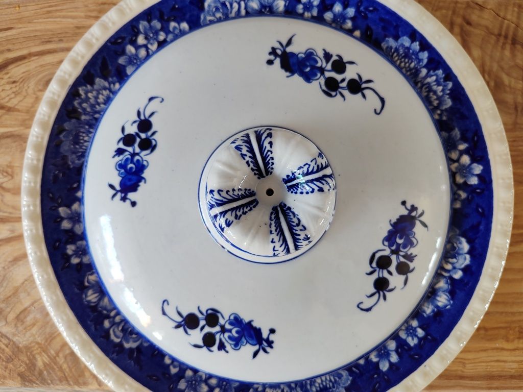 Piękna stara  pokrywa/pokrywka kobalt klosz ceramiczny