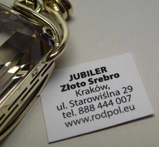 Art deco okazały kwarc dymny 92,5 ct. Srebro złocone.