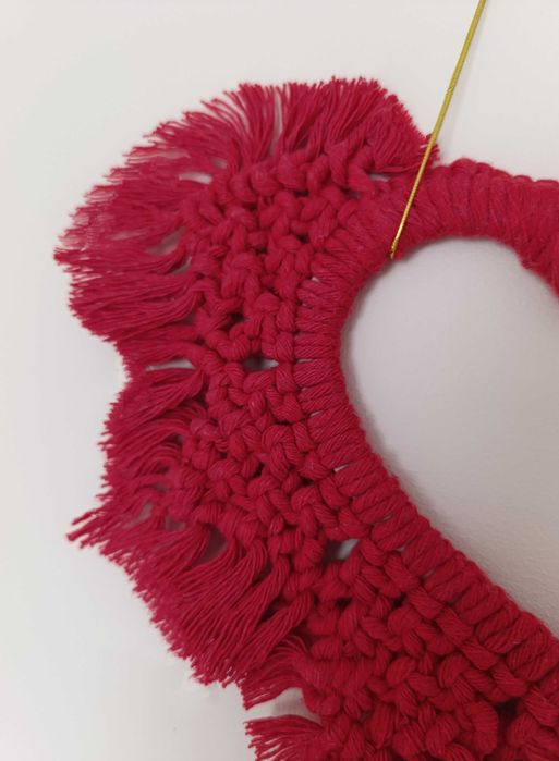 Czerwone serce Walentynki dzień mamy kobiet makrama obręcz prezent