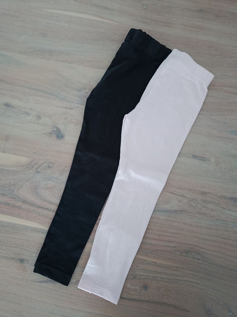 2 x bawełniane legginsy basic na 98-104