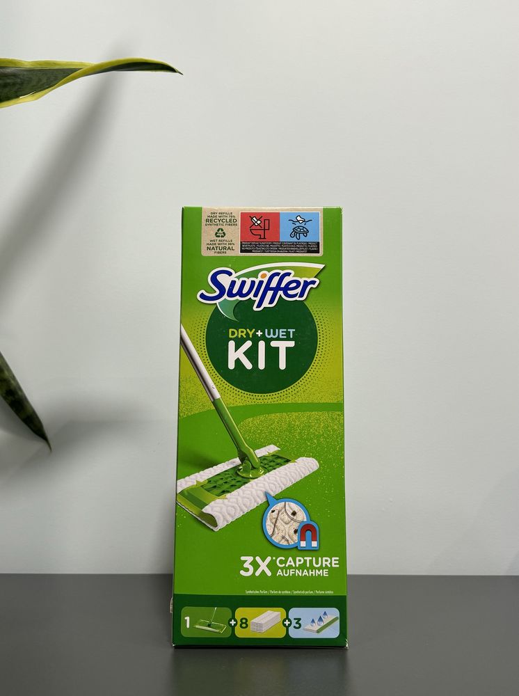 Swiffer швабра +8 сухих +3 влажных салфеток уборки Swiffer Kit Mop
