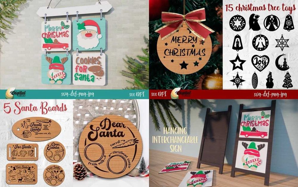 306 Ficheiros decorações de natal para máquinas a laser ,CNC, mdf