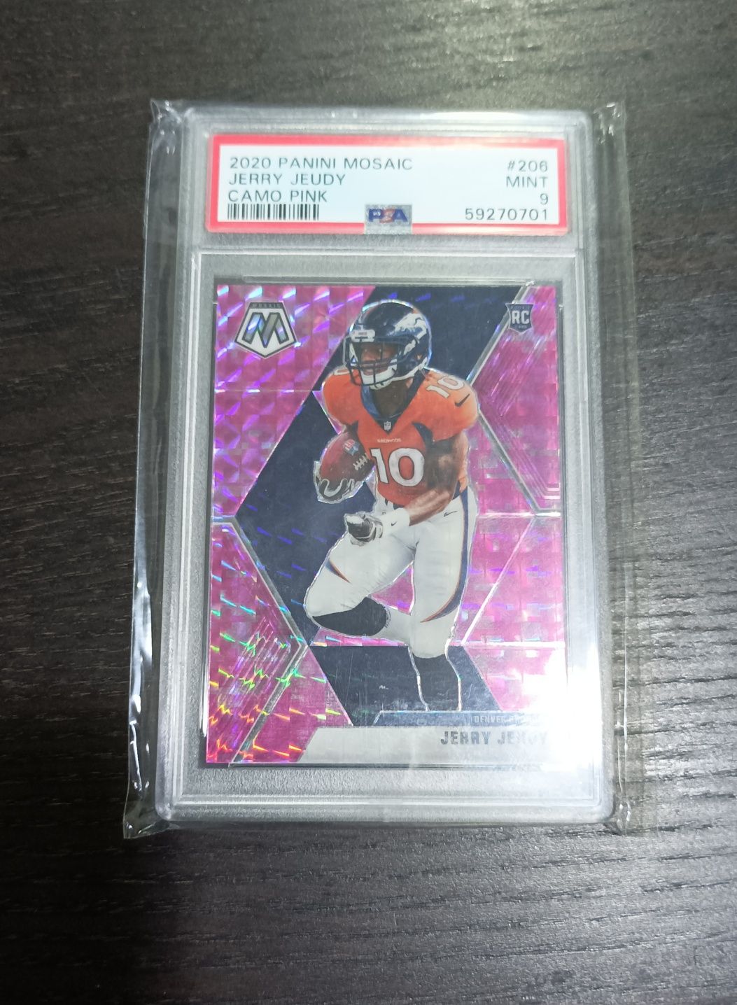 Jerry Jeudy 2020 Panini Mosaic Camo Pink PSA 9