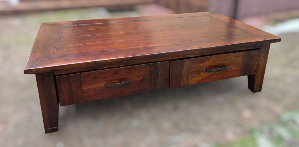 CIEKAWA Ława Kolonialna 2 Szuflady 100% Drewno Palisander WYSYŁKA