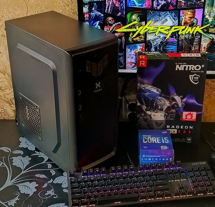 Intel i5-9500+ RX580+ 8/16Gb 3200Mhz HyperX DDR4 SSD игровой компьютер