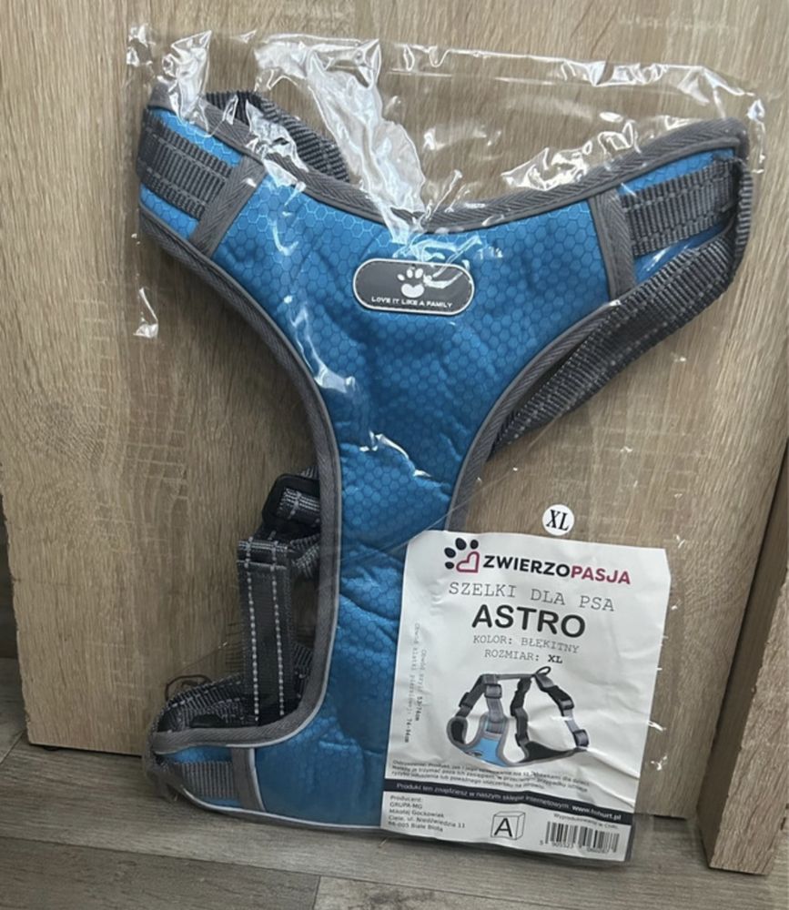 Szelki dla dużego psa bezuciskowe regulowane  niebieskie XL nowe