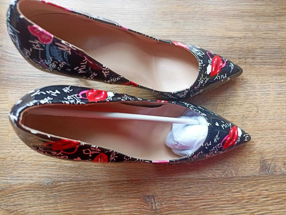 Czarne seksowne damski czółenka na szpilkach