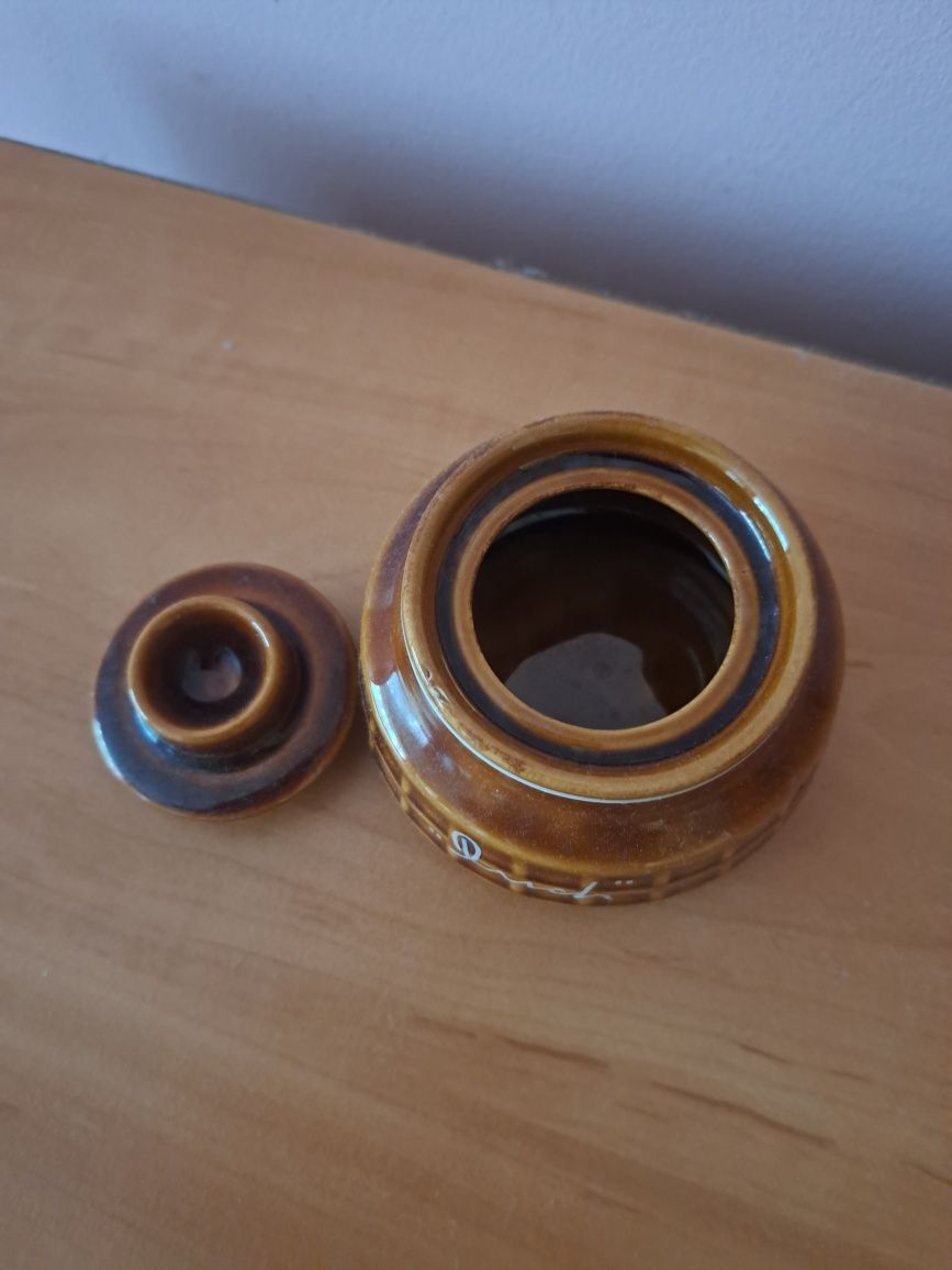 Stara cukiernica Pruszków kratka brązowa vintage ceramiczna