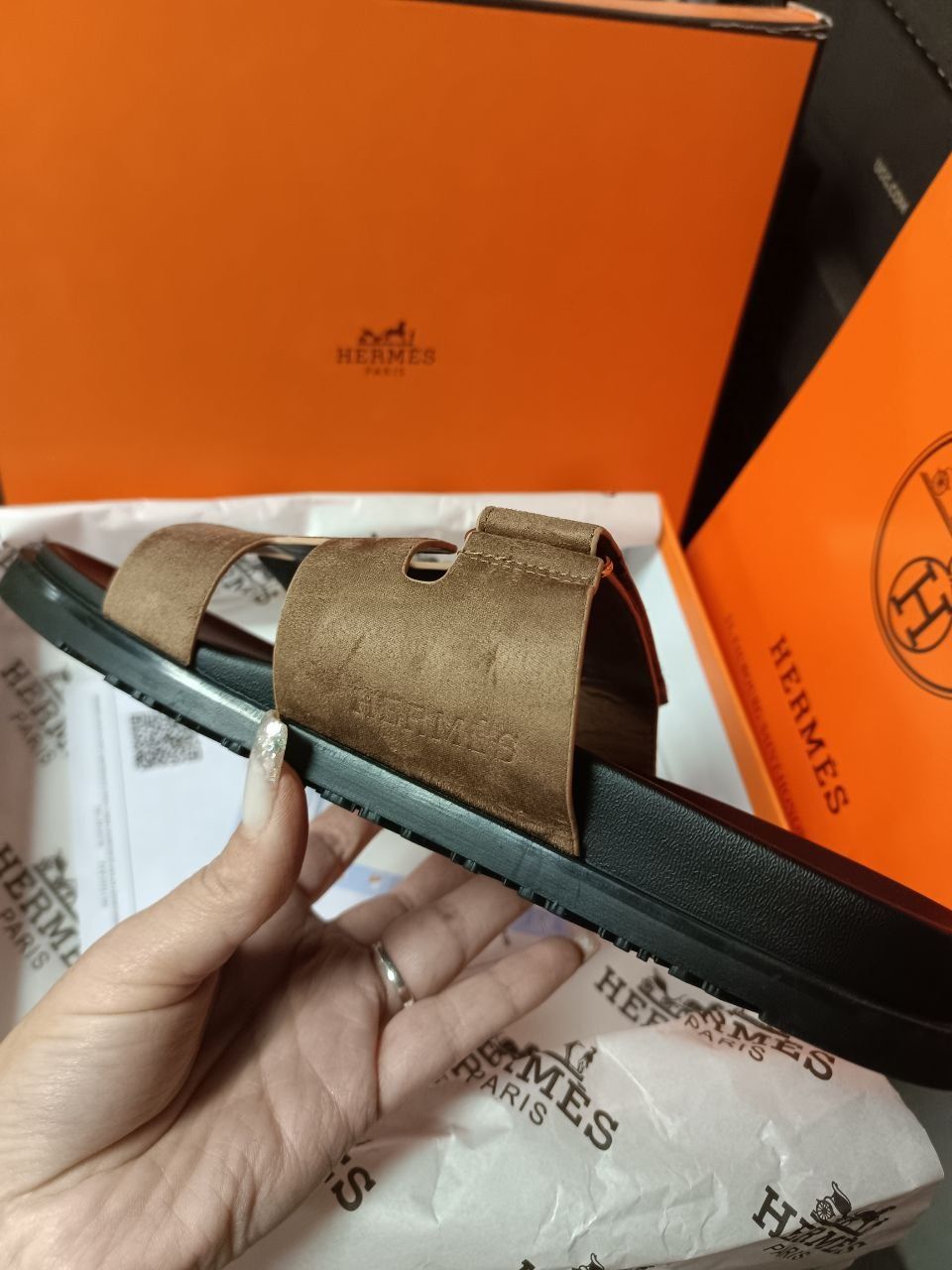 р36-41 Шльопанці Hermes Chypre Apricot Sandals Beige
