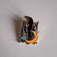 Broszka pin przypinka emalia ptak kruk