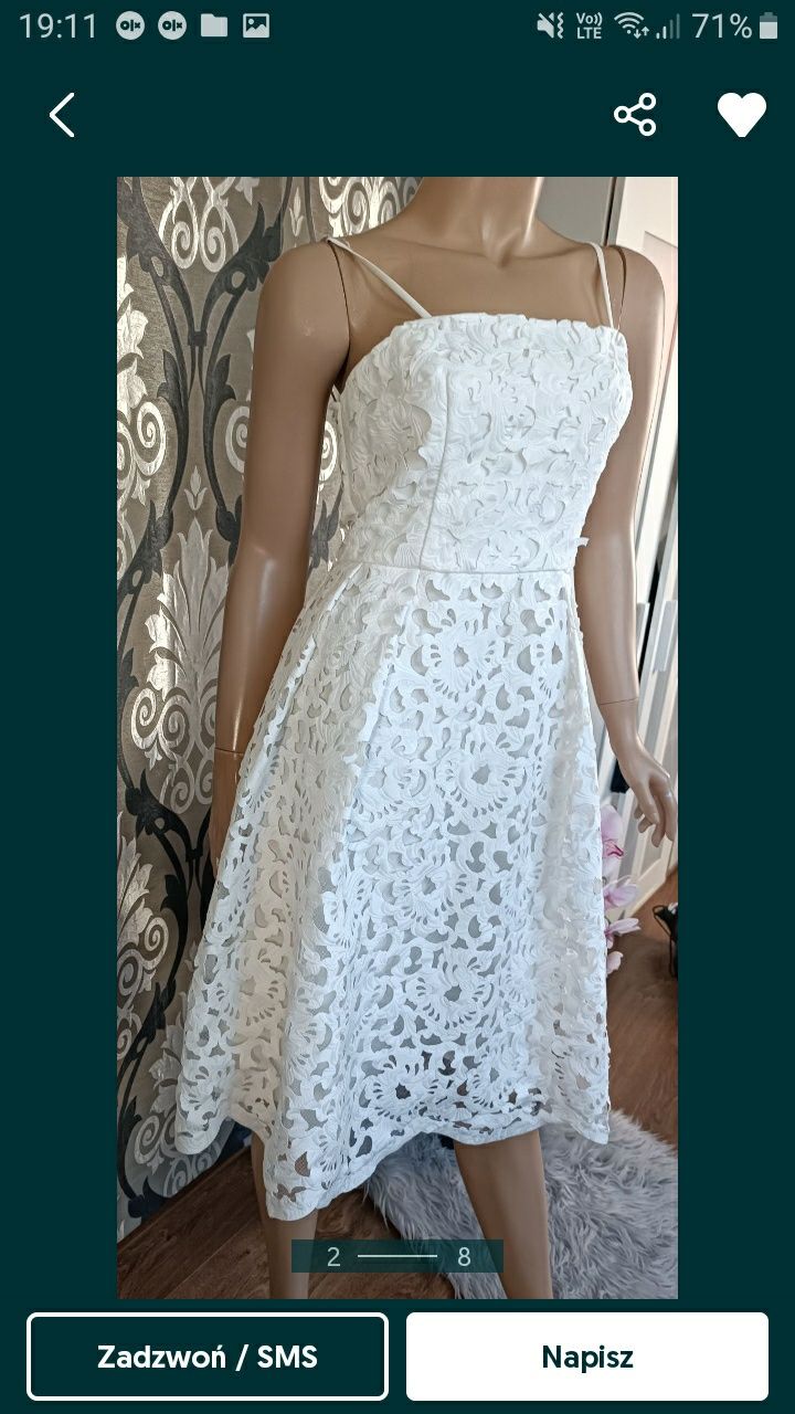 Chi Chi sukienka biała ażurowa elegancka koronka