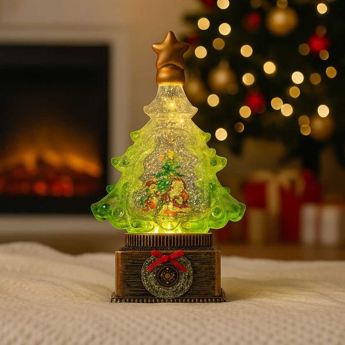 Светильник-ночник “Елка” снежный шар с подсветкой и метелью