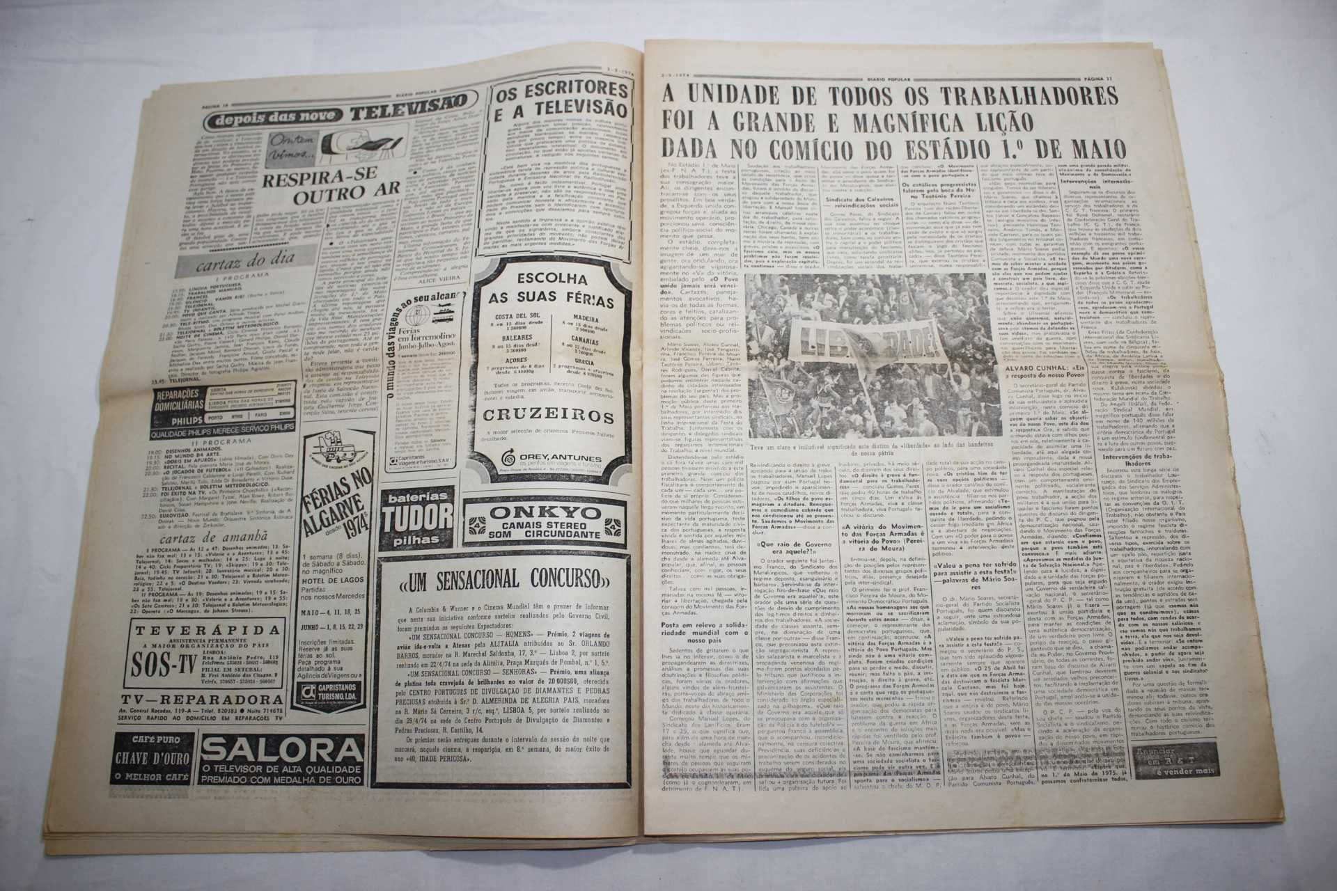 Jornal - Diário Popular - Lisboa - Relativo ao 1º de Maio 1974