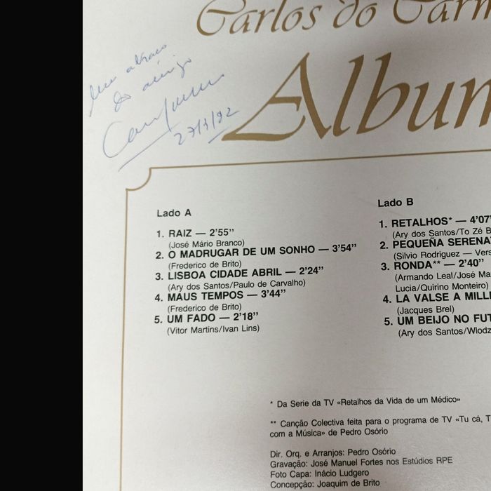 Vinil Autografado por Carlos do Carmo